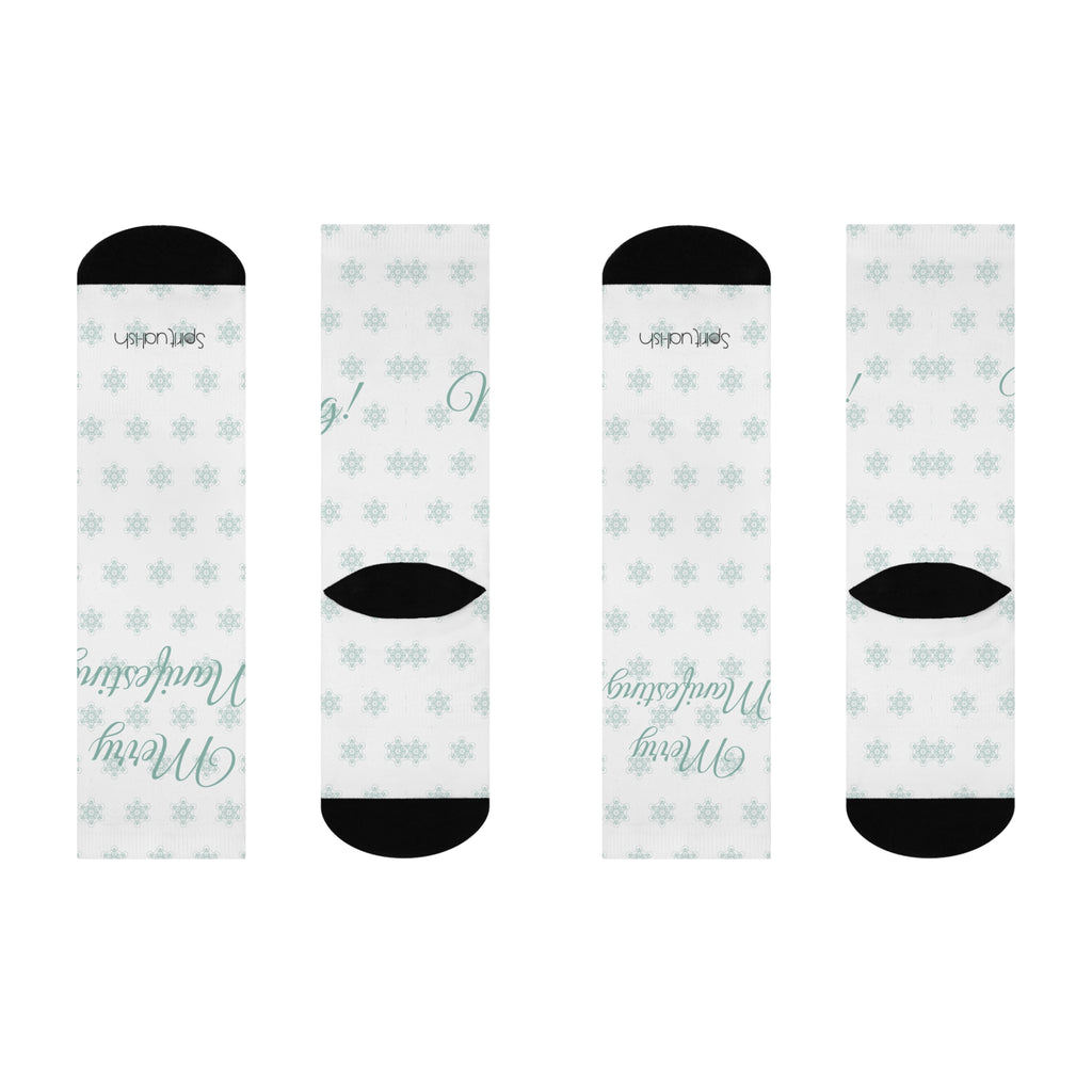 Merry Manifesting Socks | Snowflake Holiday Crew Socks