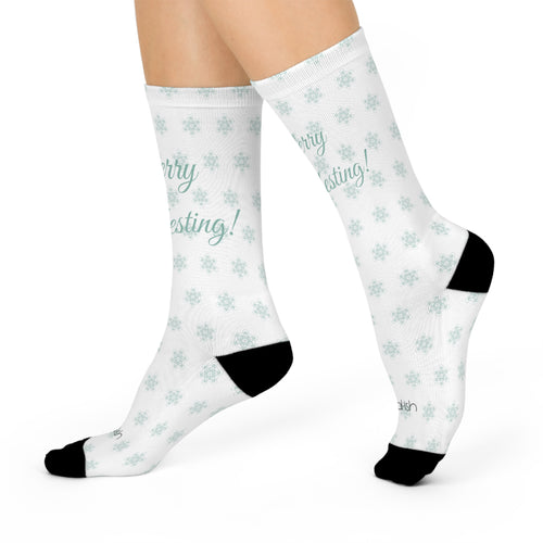 Merry Manifesting Socks | Snowflake Holiday Crew Socks