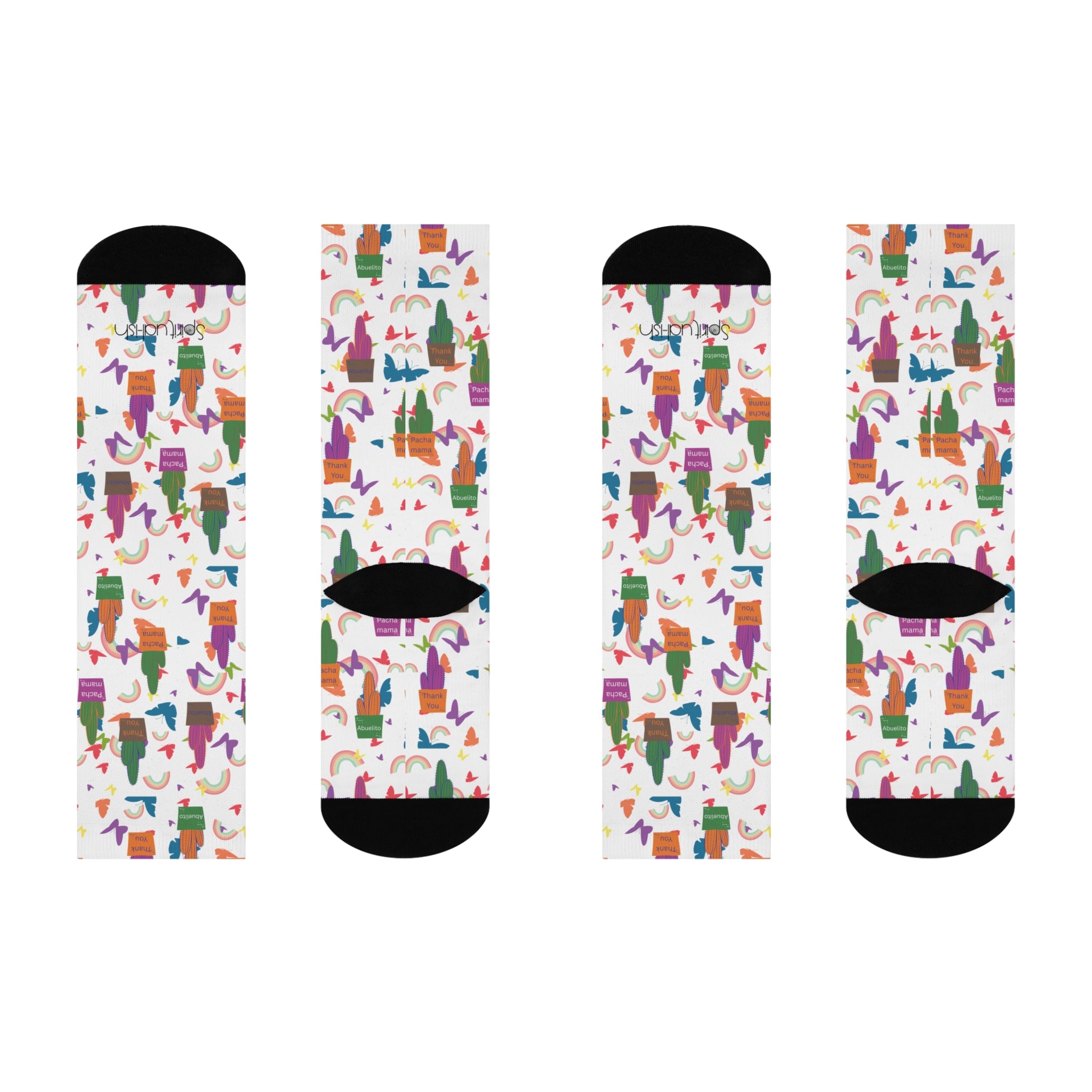 Colorful Thank You Wachuma Cushioned Crew Socks — Colorful Pattern Knee Socks for Women & Men