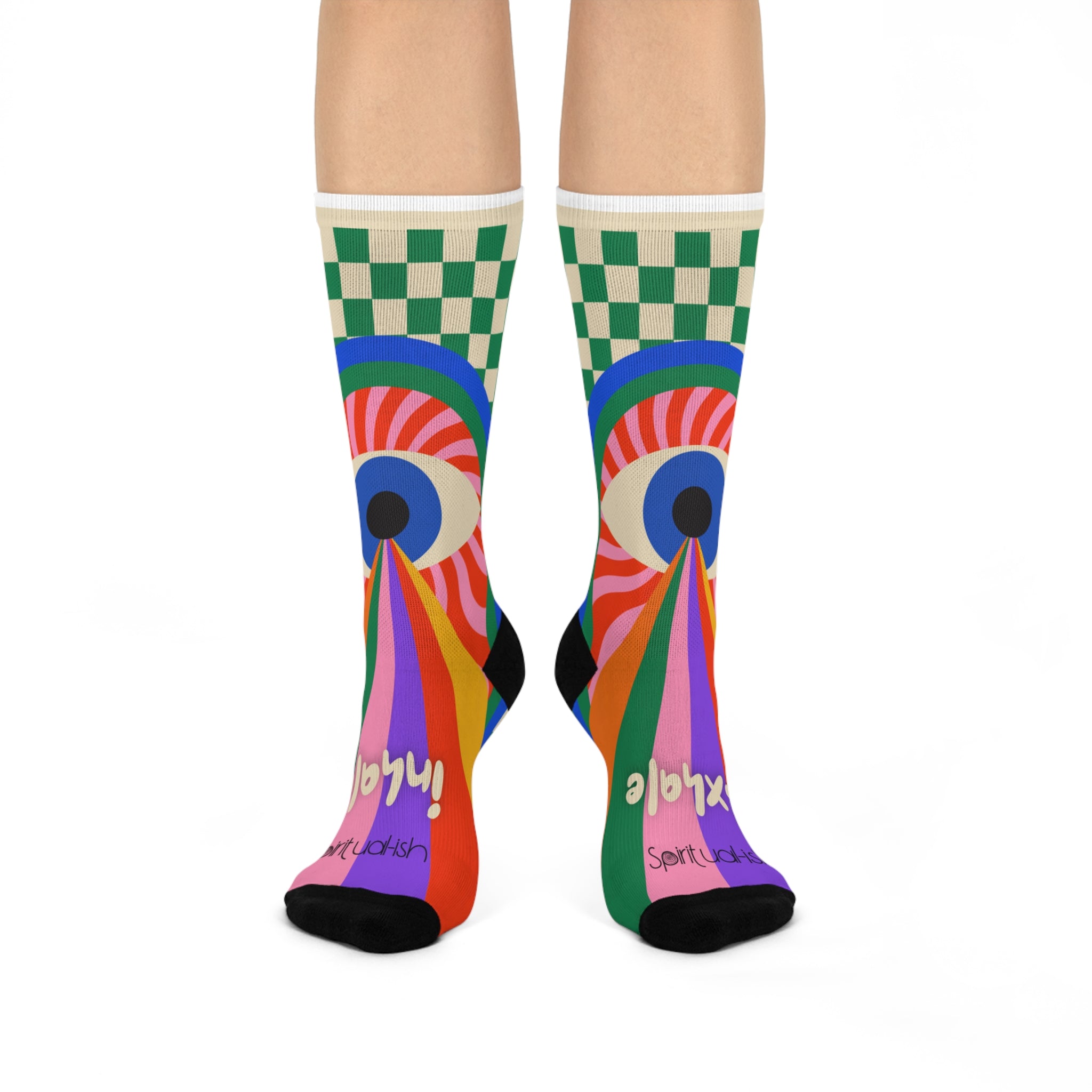 Psychedelic Eye Rainbow Streams Crew Socks | Remember to Breathe