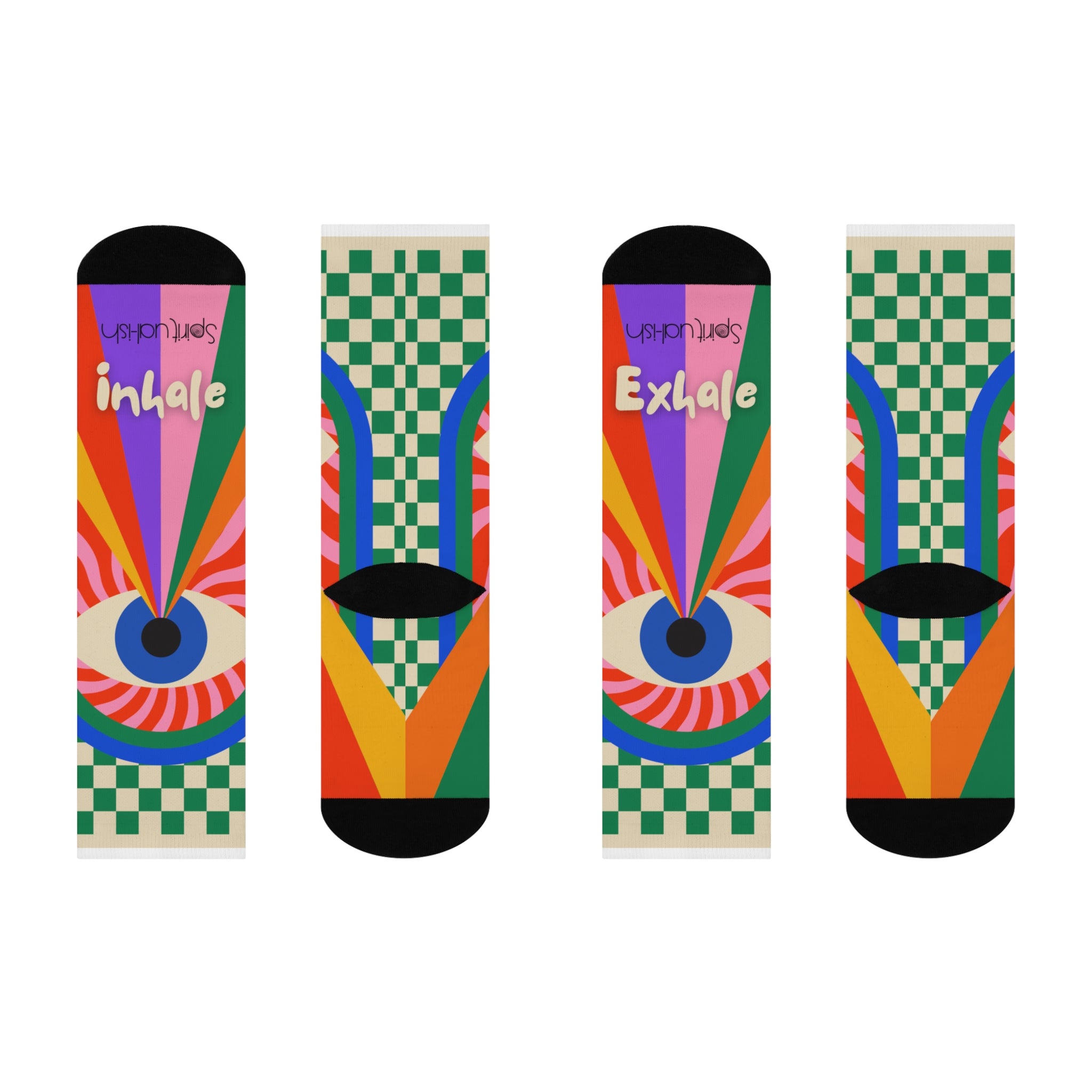 Psychedelic Eye Rainbow Streams Crew Socks | Remember to Breathe