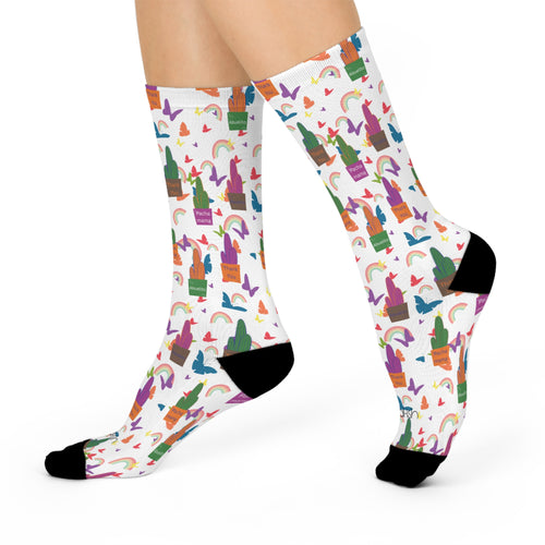 Colorful Thank You Wachuma Cushioned Crew Socks — Colorful Pattern Knee Socks for Women & Men