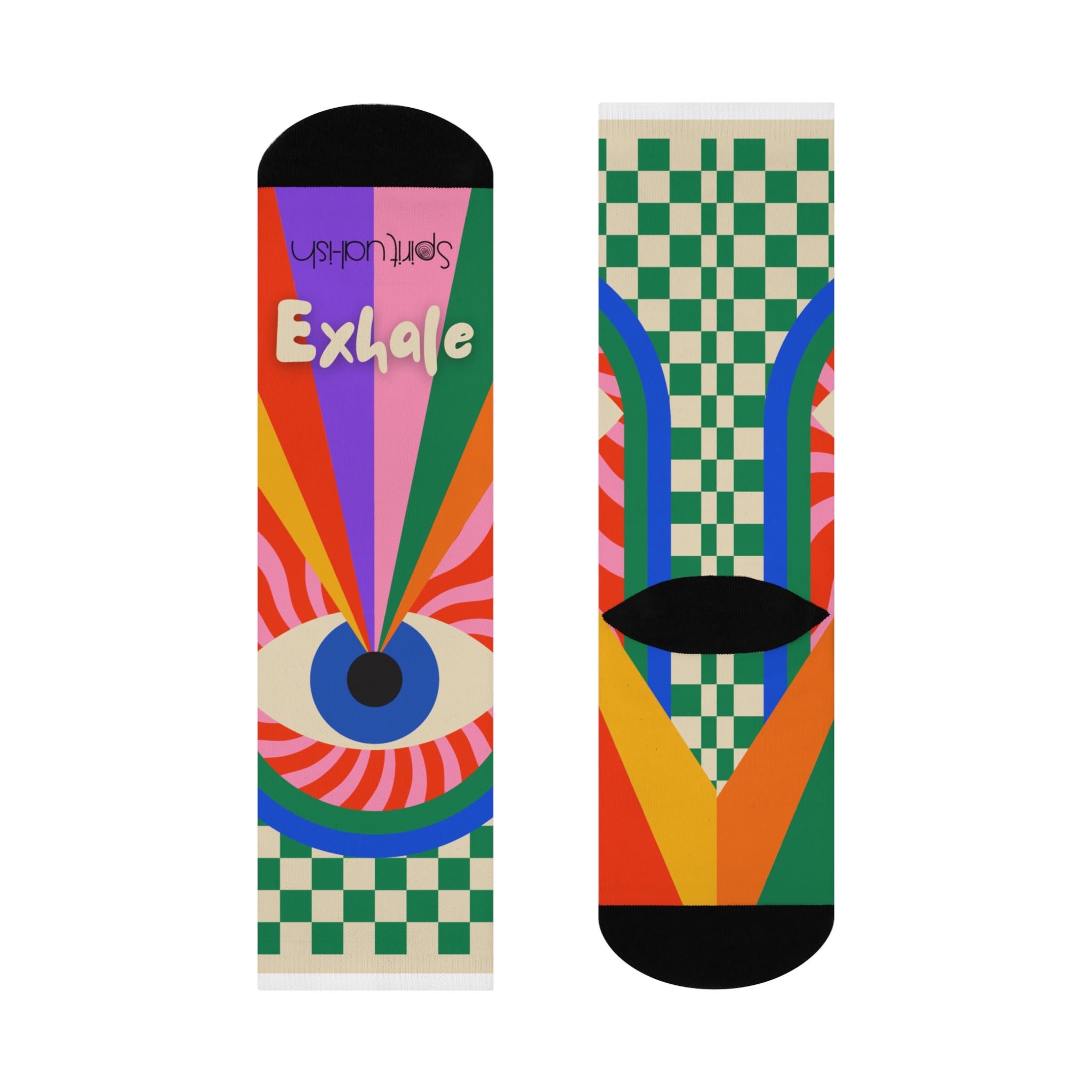 Psychedelic Eye Rainbow Streams Crew Socks | Remember to Breathe